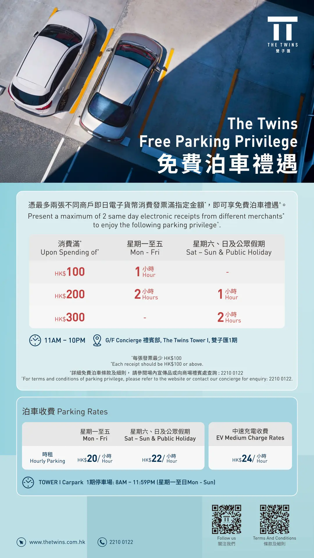 啟德雙子匯 The Twins 最新免費泊車優惠