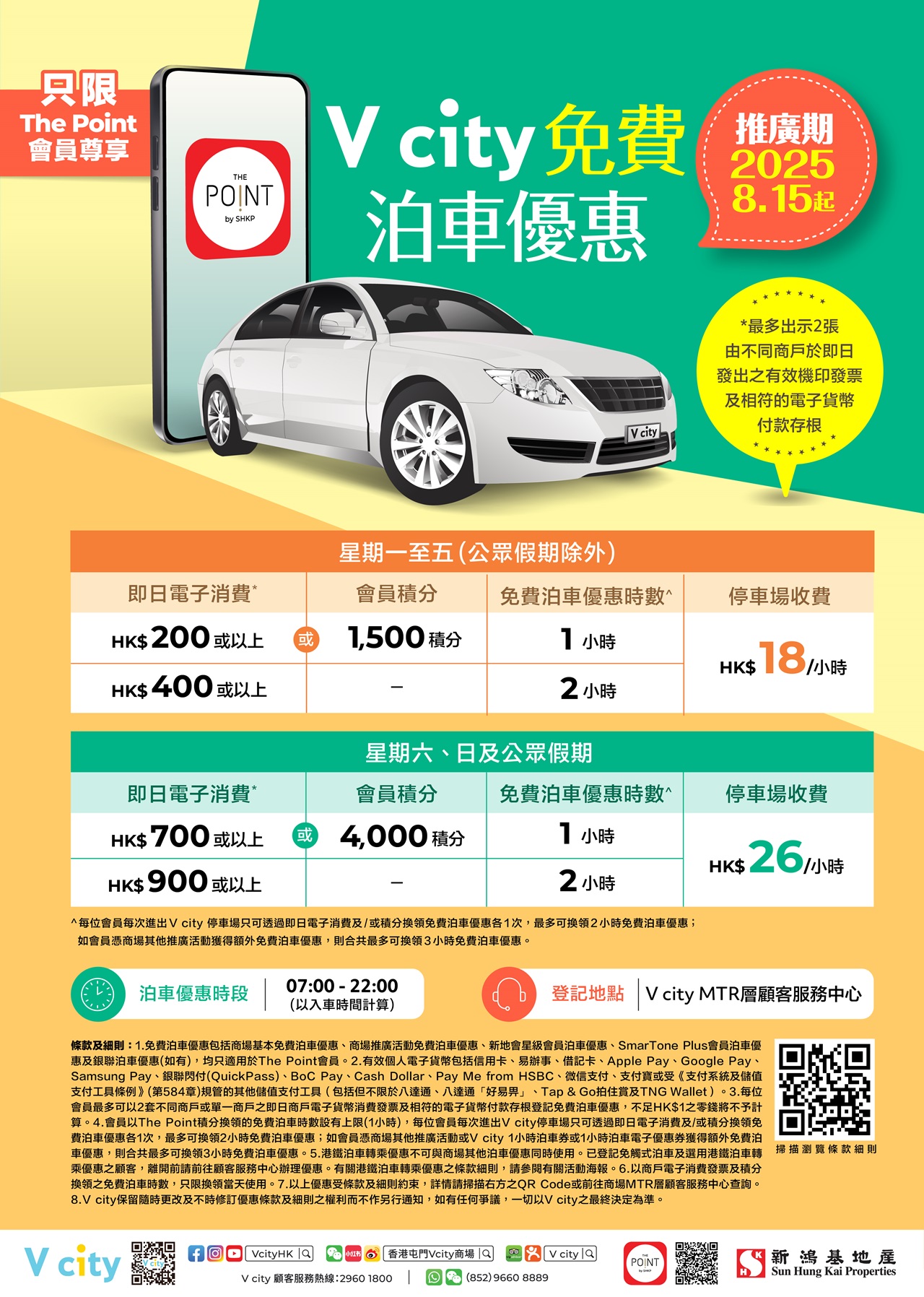V city 免費泊車優惠