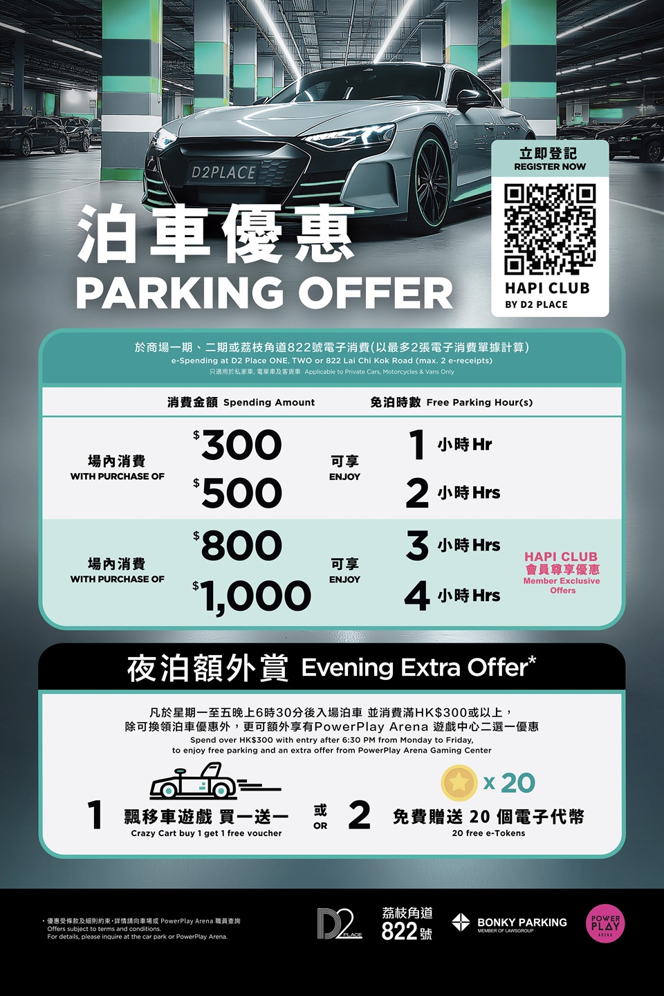 D2 Place 免費泊車